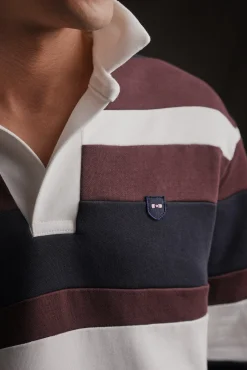 PAP'Atelier sweatshirt-style rugby shirt in burgundy stripes