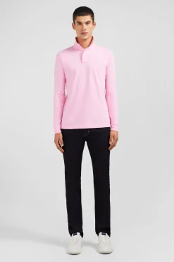 Pink cotton polo with contrasting neck