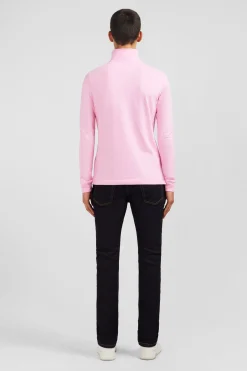 Pink cotton polo with contrasting neck