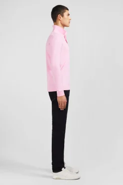 Pink cotton polo with contrasting neck