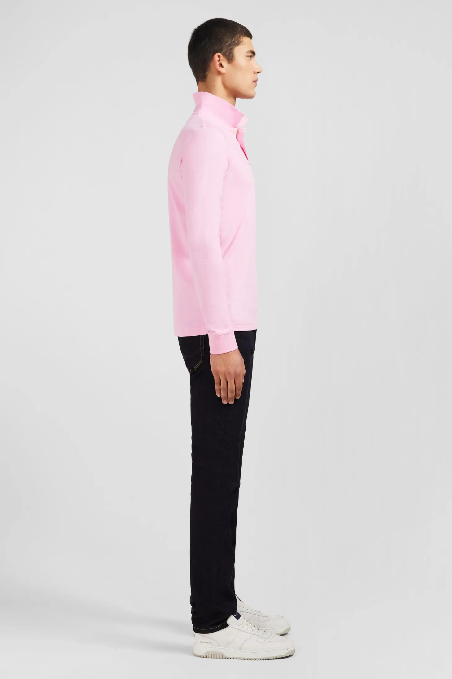 Pink cotton polo with contrasting neck
