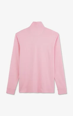 Pink cotton polo with contrasting neck