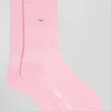 Pink socks with knit plays in stretch cotton