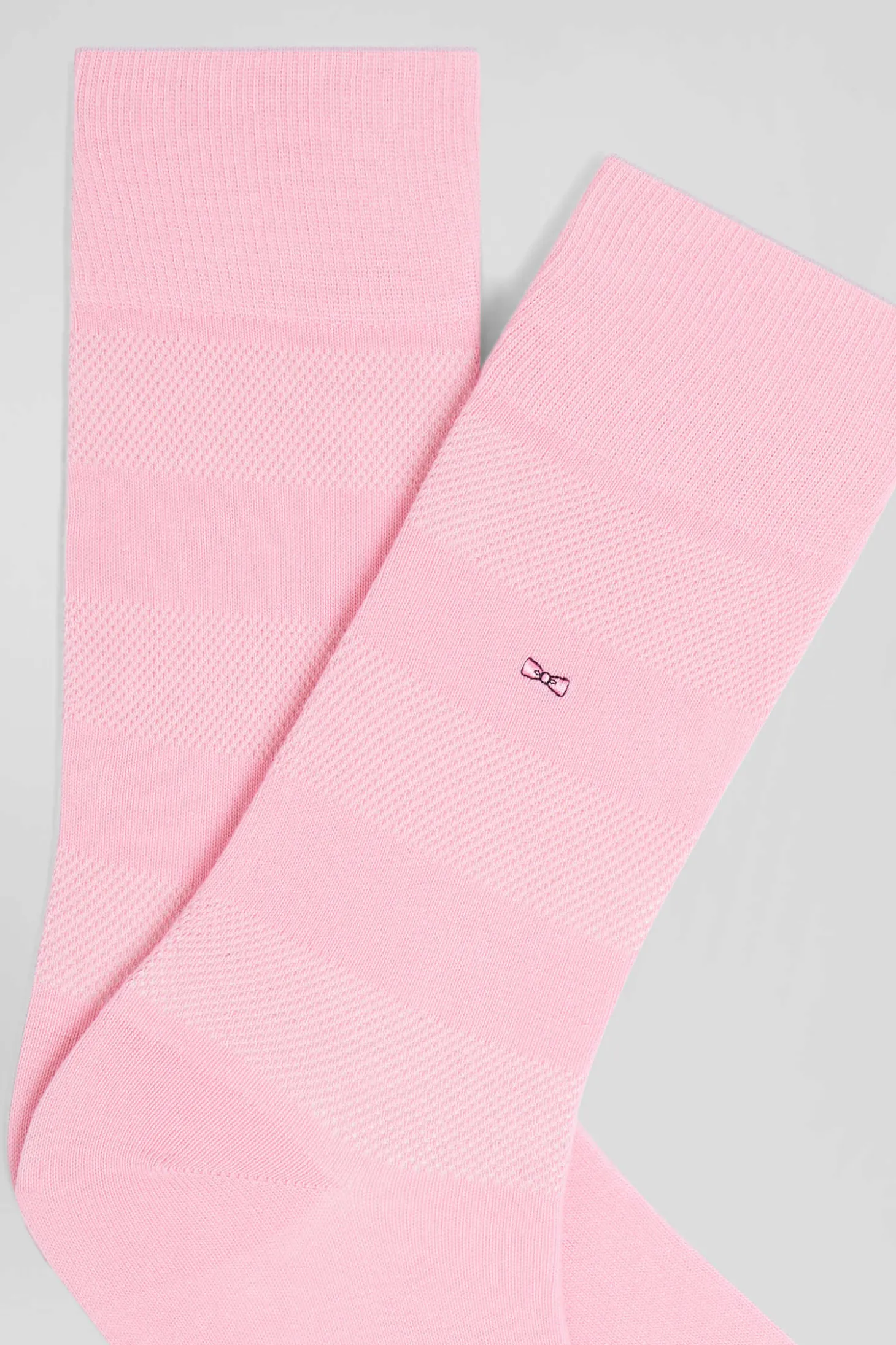 Pink socks with knit plays in stretch cotton