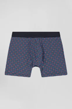 Pink stretch cotton boxers with micro patterns