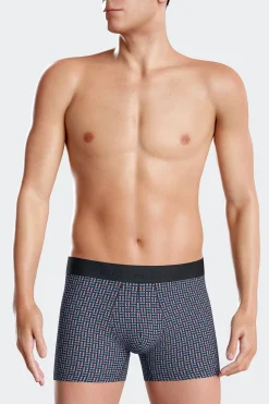 Pink stretch cotton boxers with micro patterns