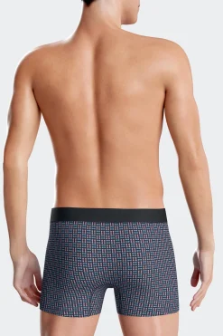 Pink stretch cotton boxers with micro patterns