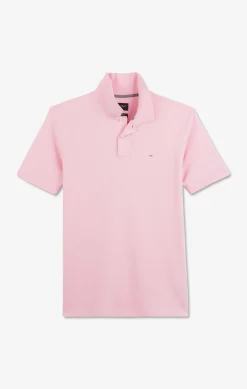 Pink stretch pima cotton polo