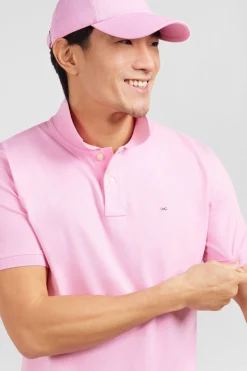 Pink stretch pima cotton polo