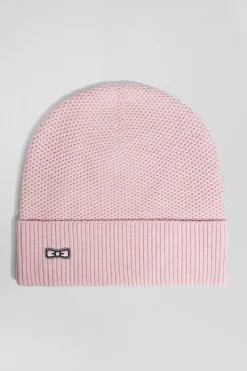 Plain pink knitted cotton beanie