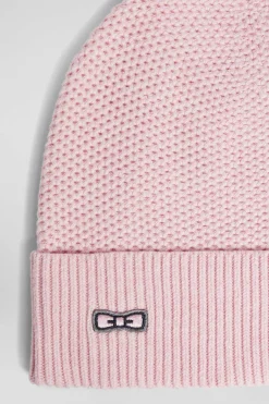 Plain pink knitted cotton beanie