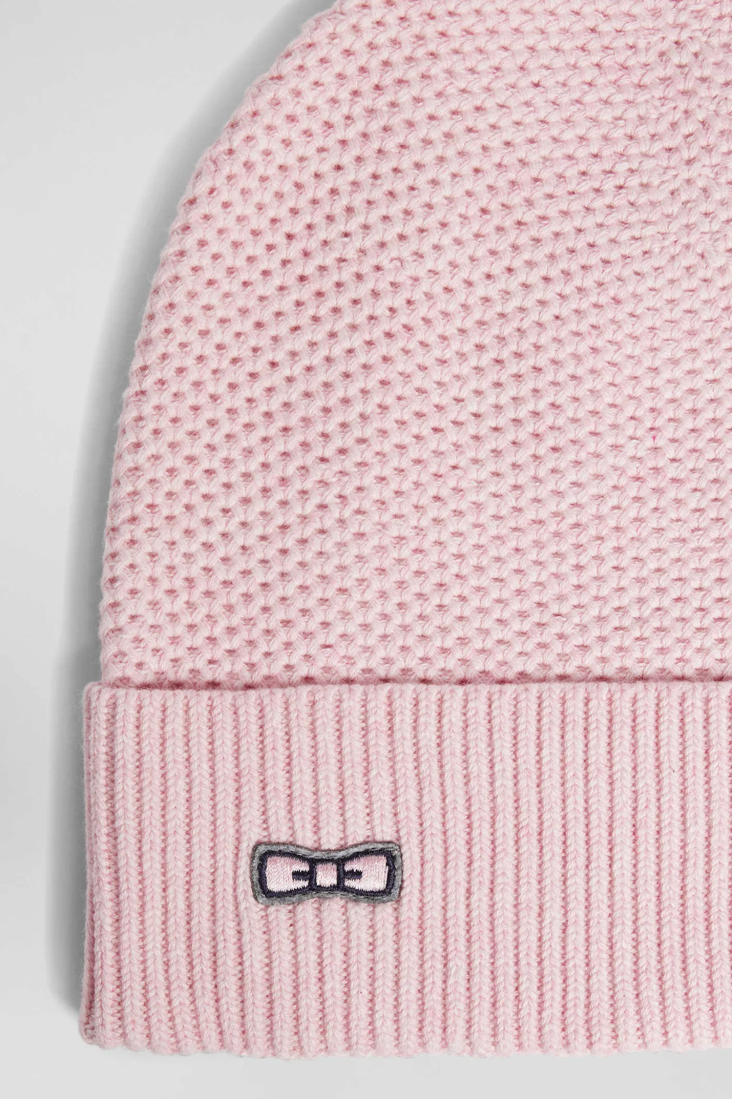 Plain pink knitted cotton beanie