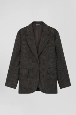 Prince of Wales wool blend blazer Oversized fit