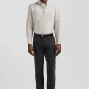 Regular anthracite grey chino trousers in stretch cotton gabardine