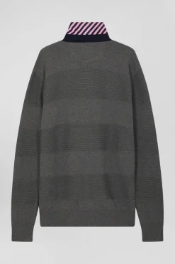 Regular anthracite grey cotton polo neck jumper