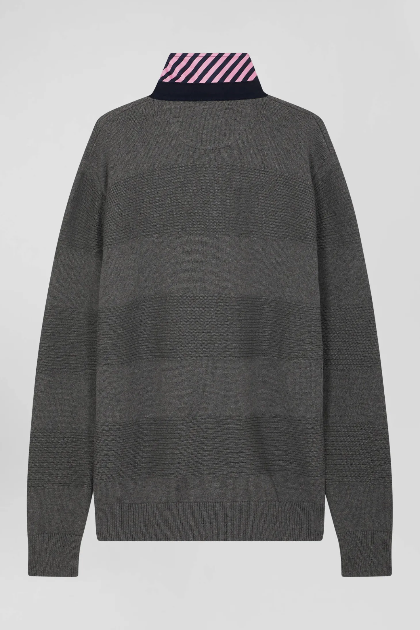 Regular anthracite grey cotton polo neck jumper