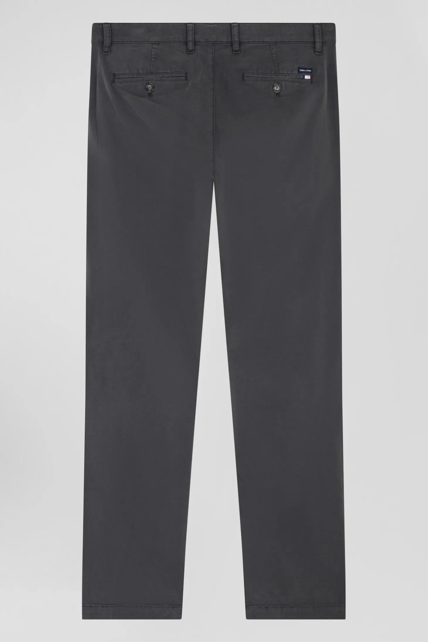 Regular anthracite grey chino trousers in stretch cotton gabardine