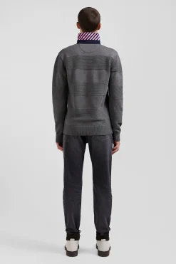 Regular anthracite grey cotton polo neck jumper