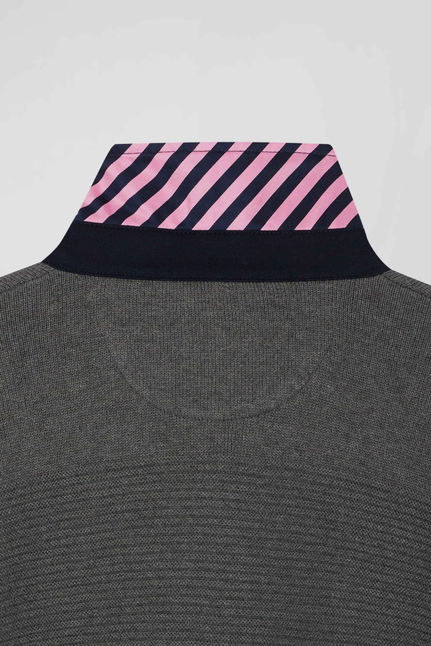 Regular anthracite grey cotton polo neck jumper