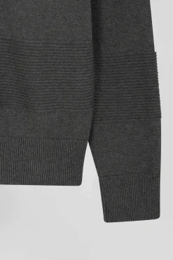 Regular anthracite grey cotton polo neck jumper