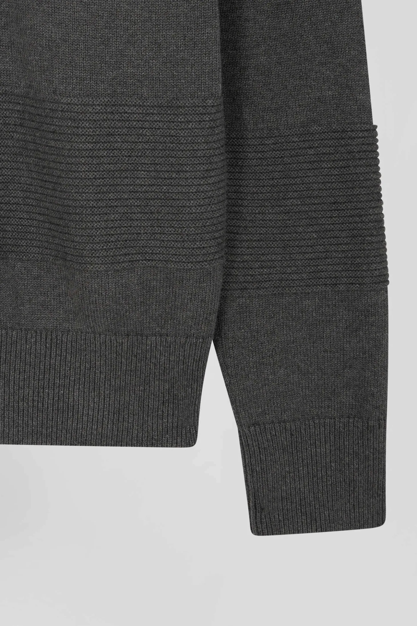 Regular anthracite grey cotton polo neck jumper