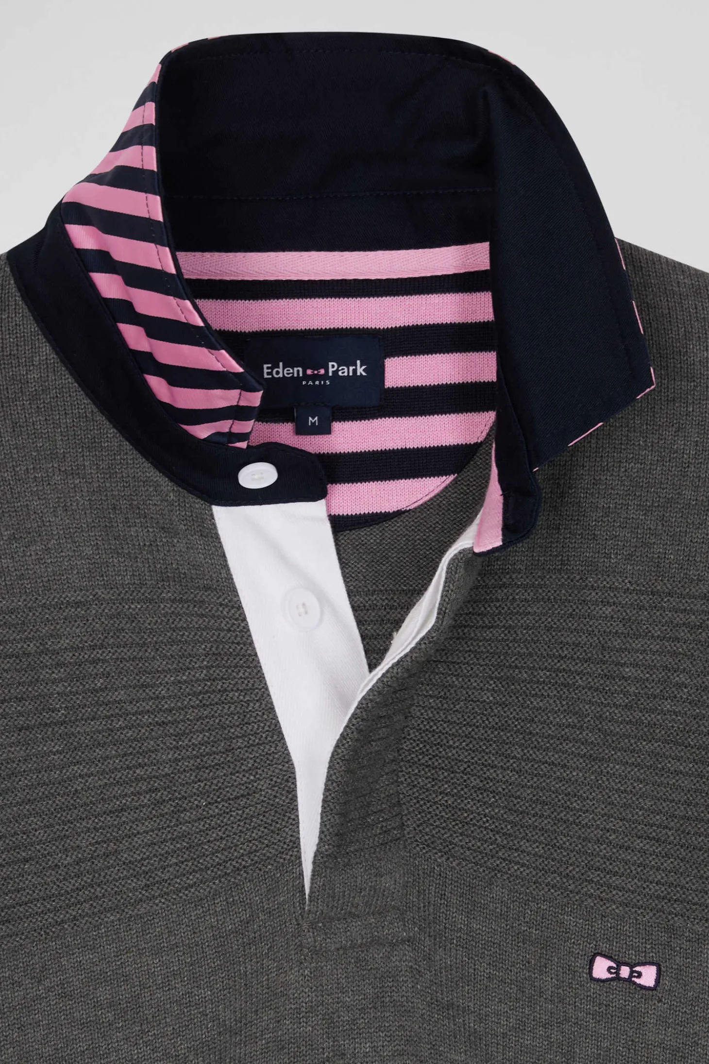 Regular anthracite grey cotton polo neck jumper