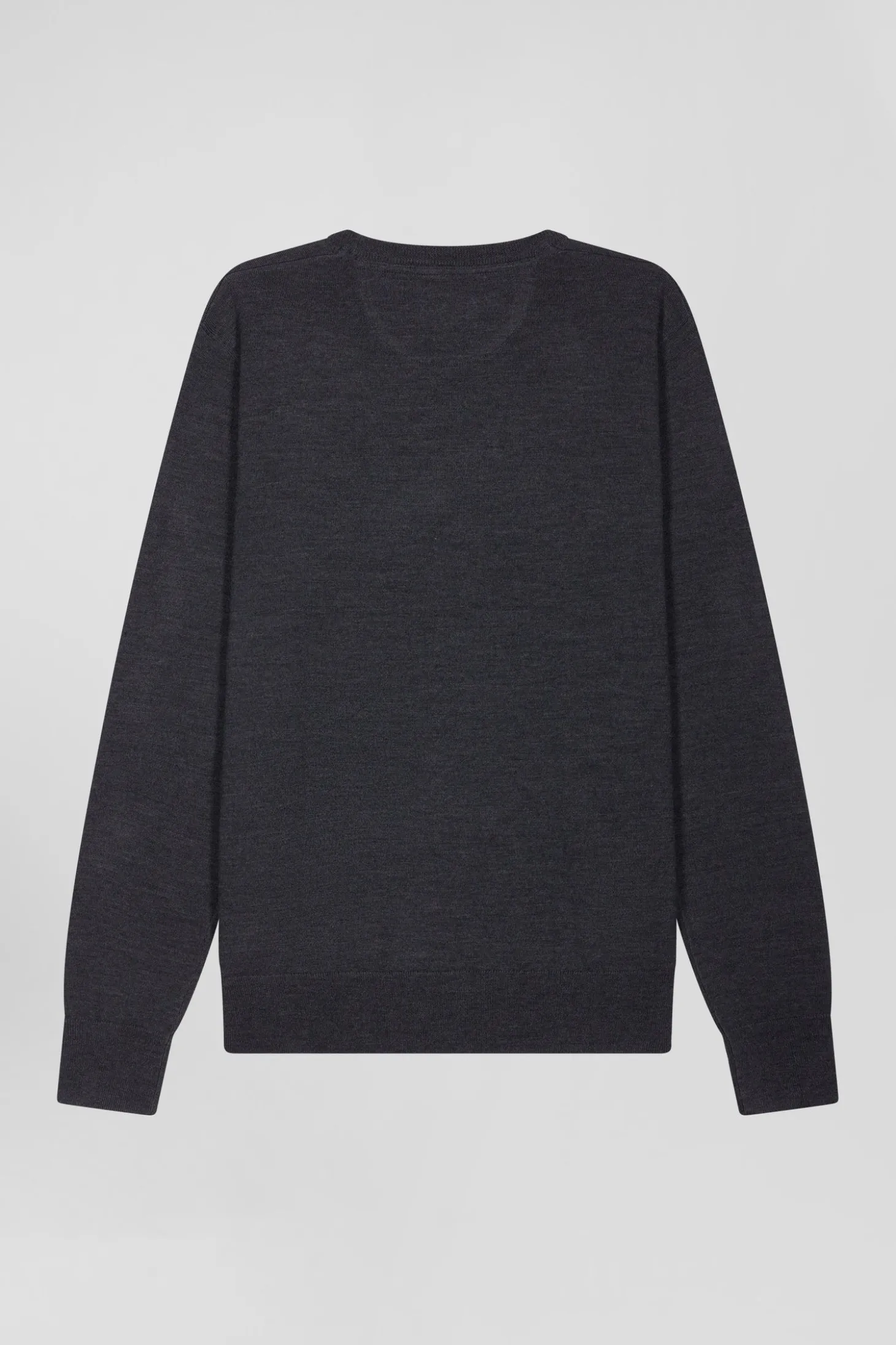 Regular anthracite grey merino wool V-neck jumper