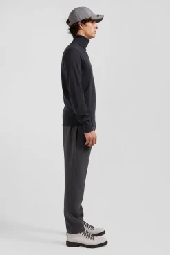 Regular anthracite grey merino wool turtleneck jumper
