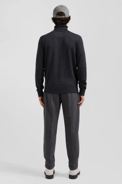 Regular anthracite grey merino wool turtleneck jumper