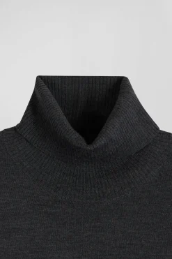 Regular anthracite grey merino wool turtleneck jumper