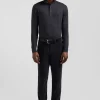 Regular anthracite grey wool jumper with rugby shirt collar