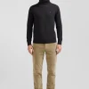 Regular anthracite grey wool and cotton turtleneck jumper