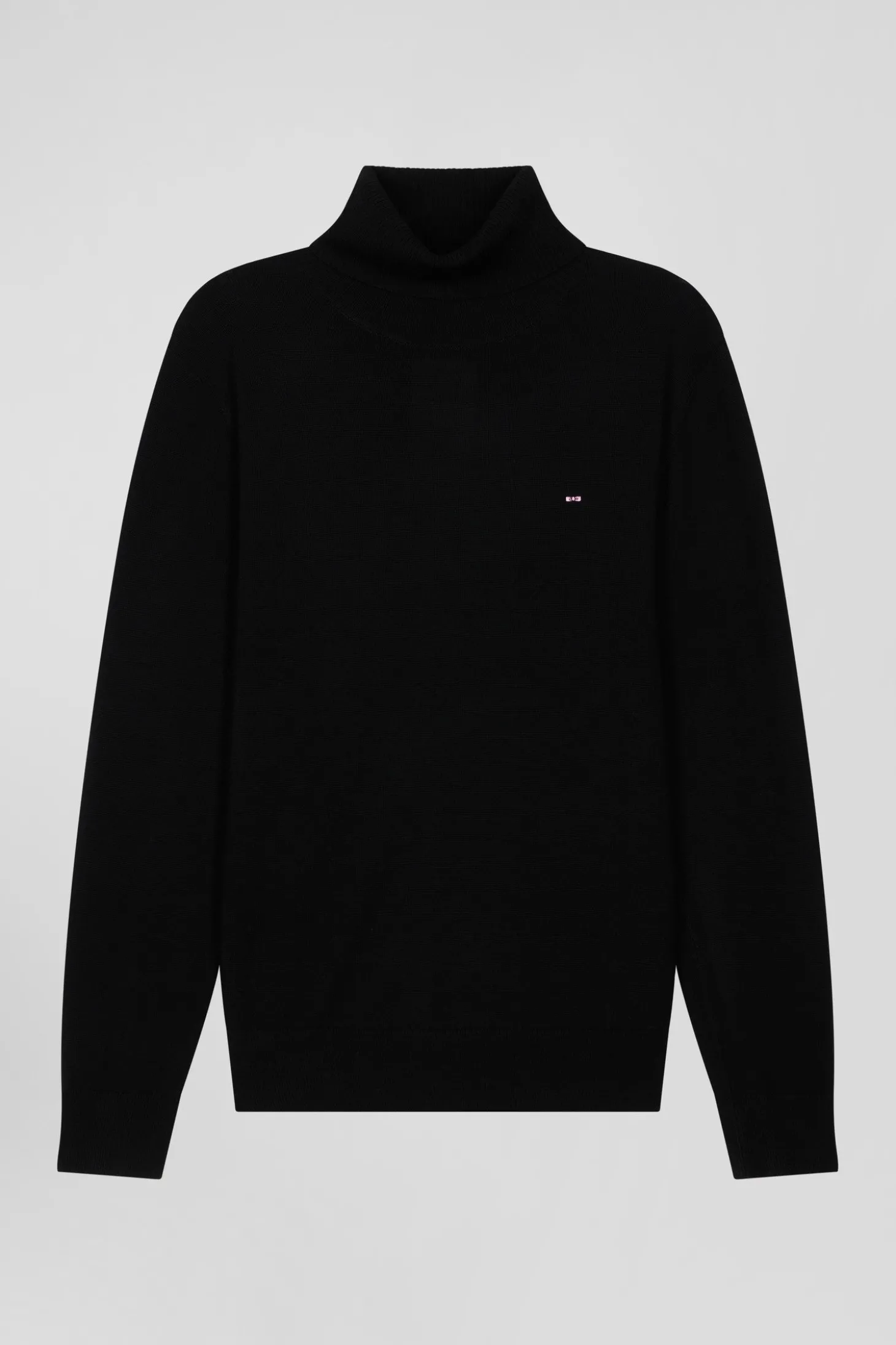 Regular anthracite grey wool and cotton turtleneck jumper