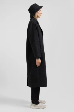 Regular anthracite grey wool blend coat