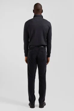 Regular anthracite grey wool jumper with rugby shirt collar