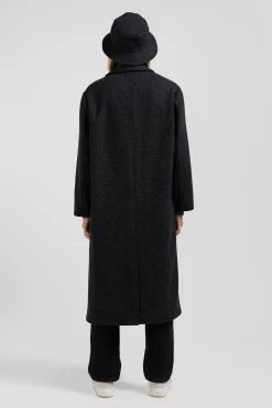 Regular anthracite grey wool blend coat