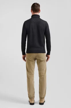 Regular anthracite grey wool and cotton turtleneck jumper