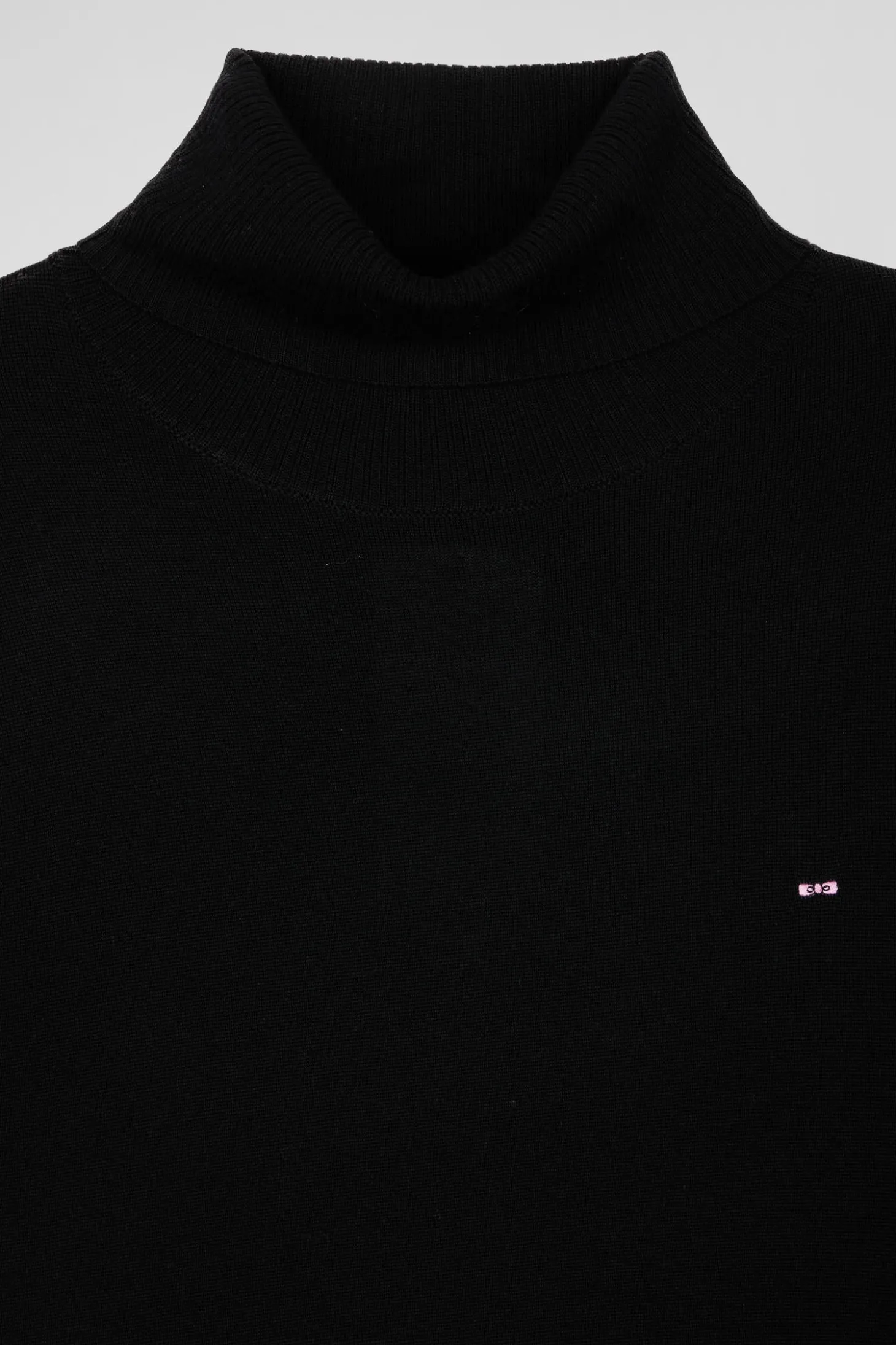 Regular anthracite grey wool and cotton turtleneck jumper