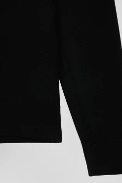 Regular anthracite grey wool and cotton turtleneck jumper