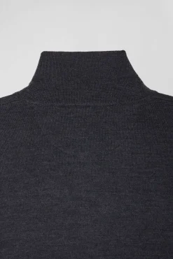 Regular anthracite grey wool jumper with rugby shirt collar
