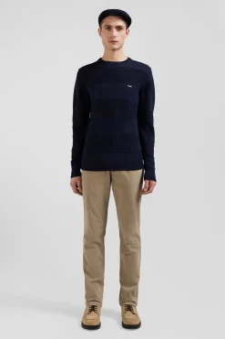 Regular beige chino trousers in stretch cotton gabardine
