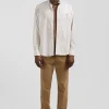 Regular Beige striped cotton jacquard shirt