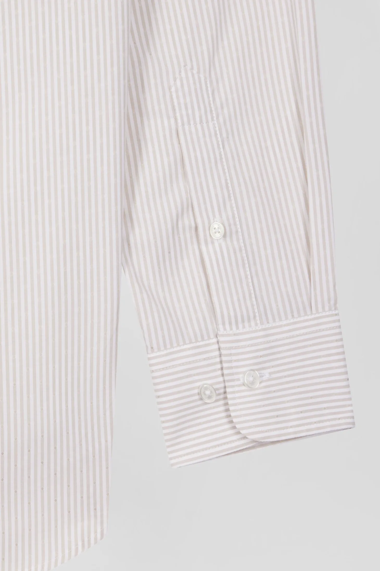 Regular Beige striped cotton jacquard shirt
