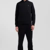 Regular black brushed cotton fleece sweatshirt