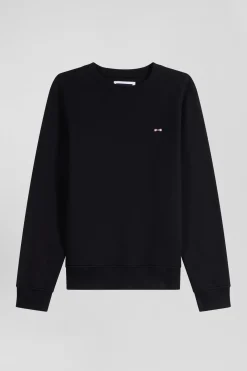 Regular black brushed cotton fleece sweatshirt