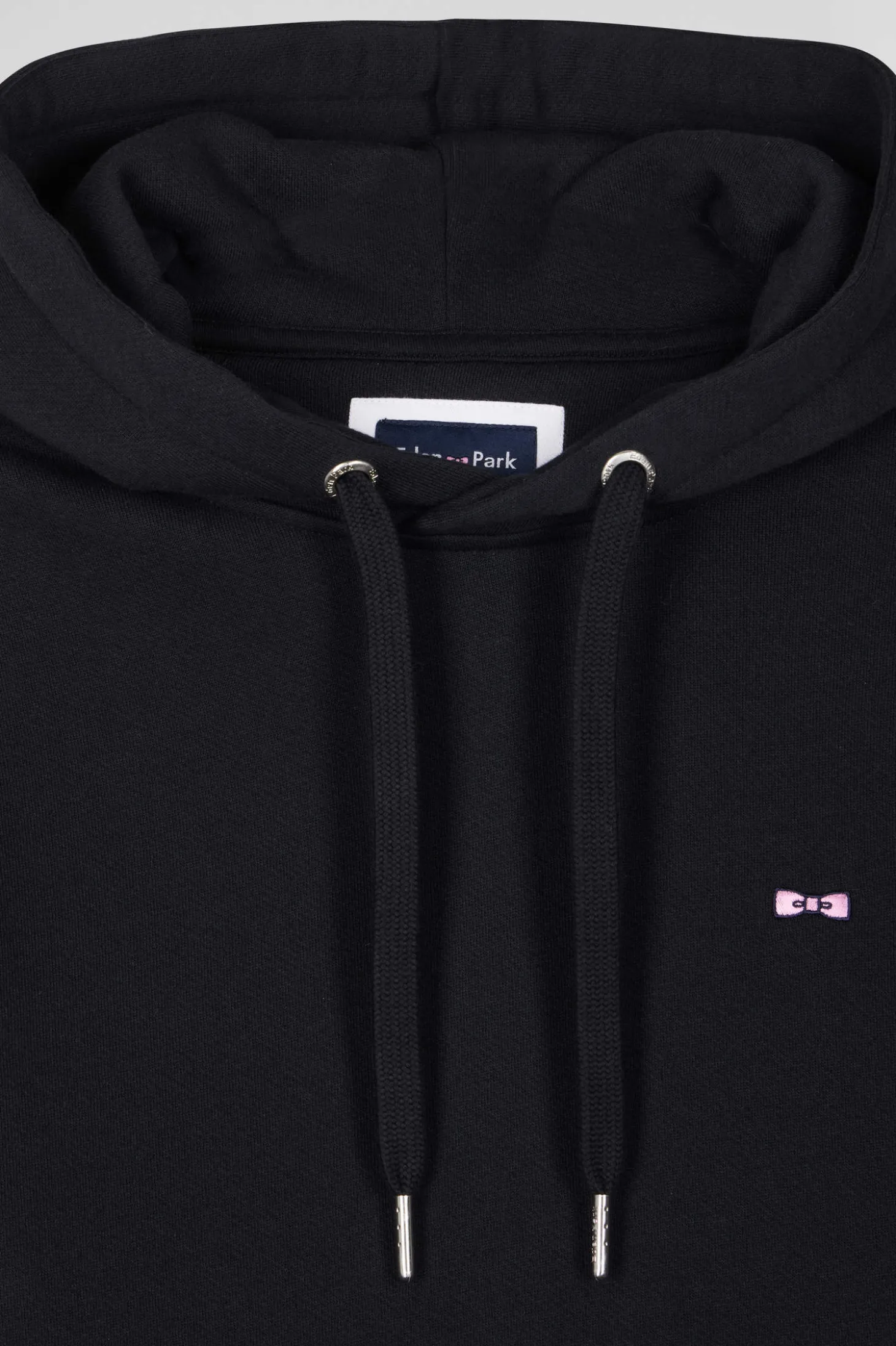 Regular black brushed cotton fleece hoodie