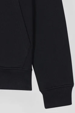 Regular black brushed cotton fleece hoodie