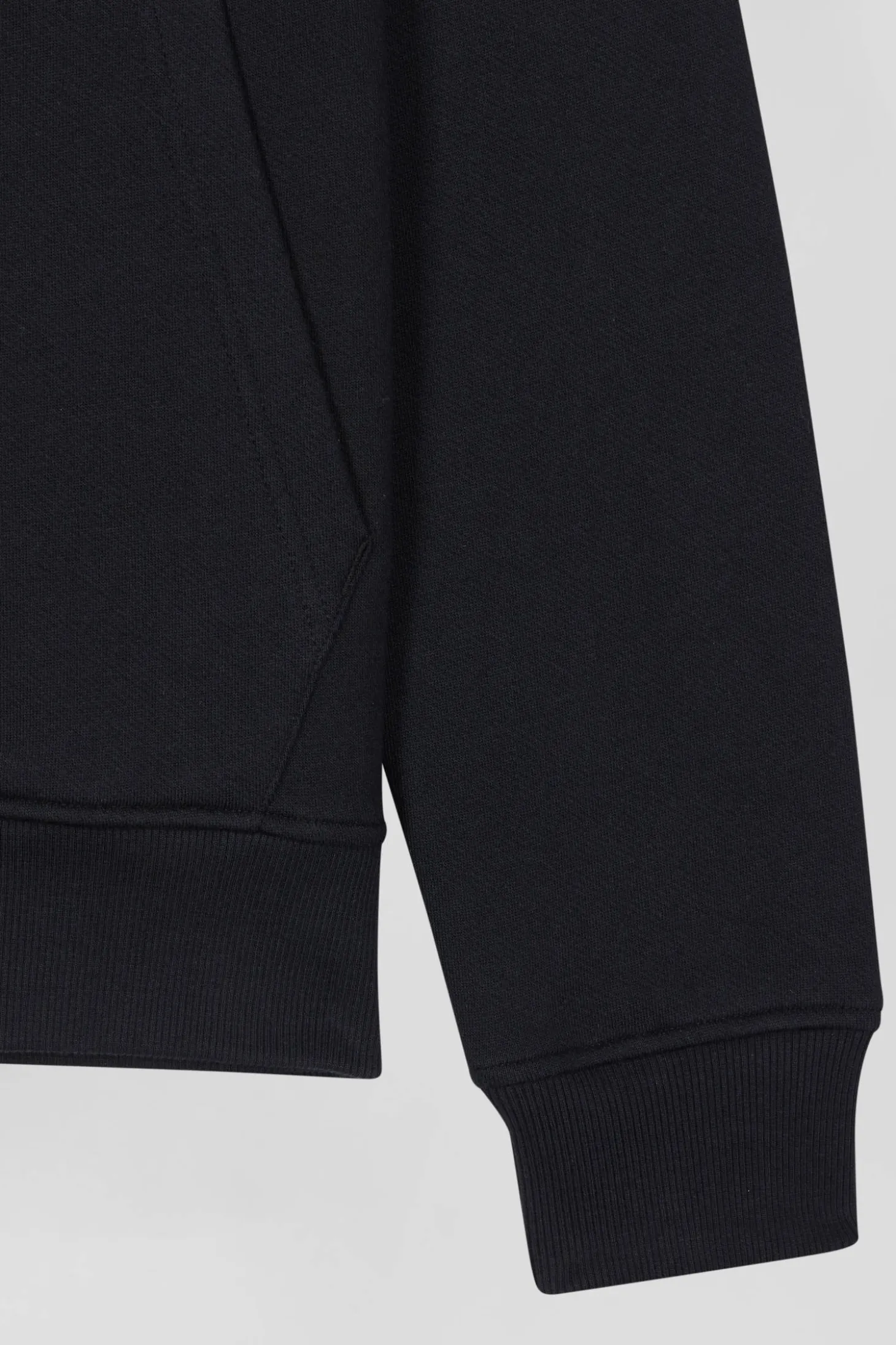 Regular black brushed cotton fleece hoodie