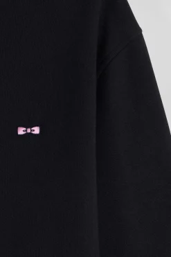 Regular black brushed cotton fleece sweatshirt