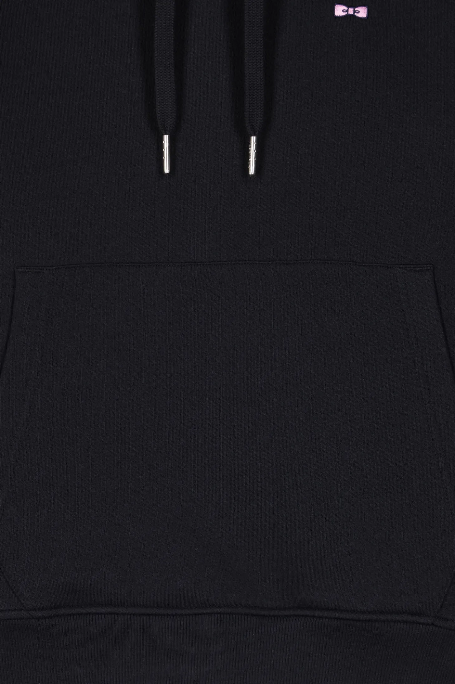 Regular black brushed cotton fleece hoodie